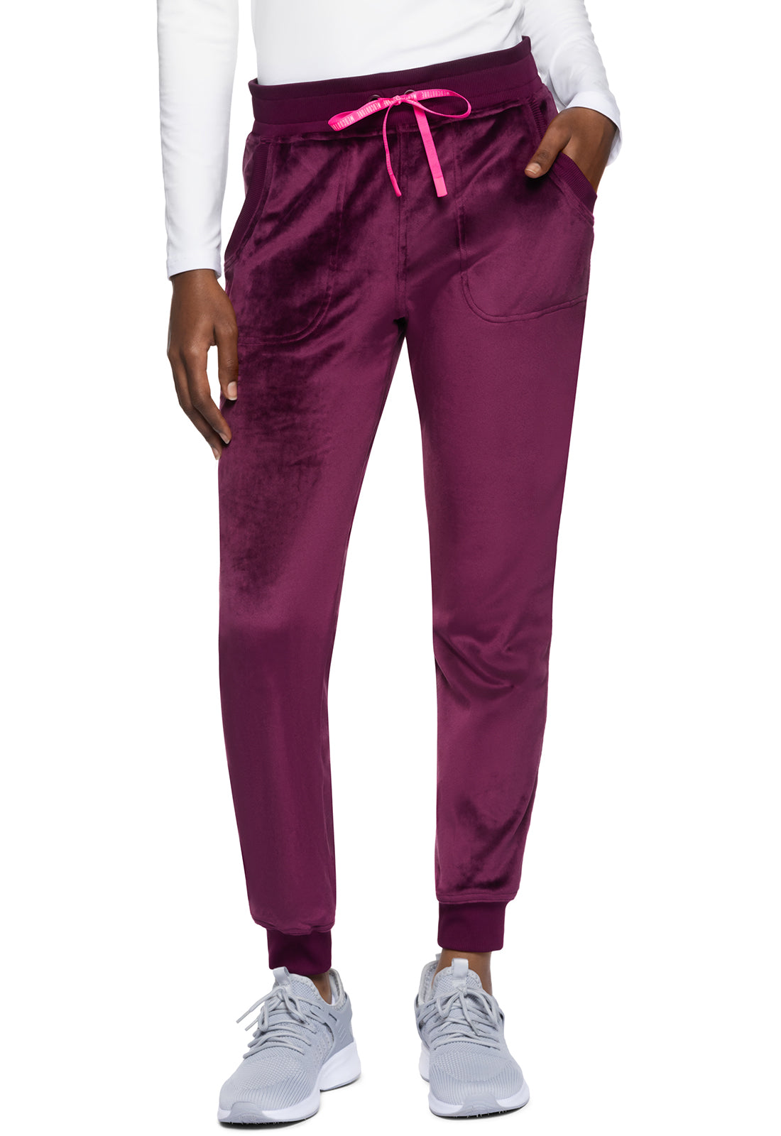 Velour Natural Rise Jogger in Wine