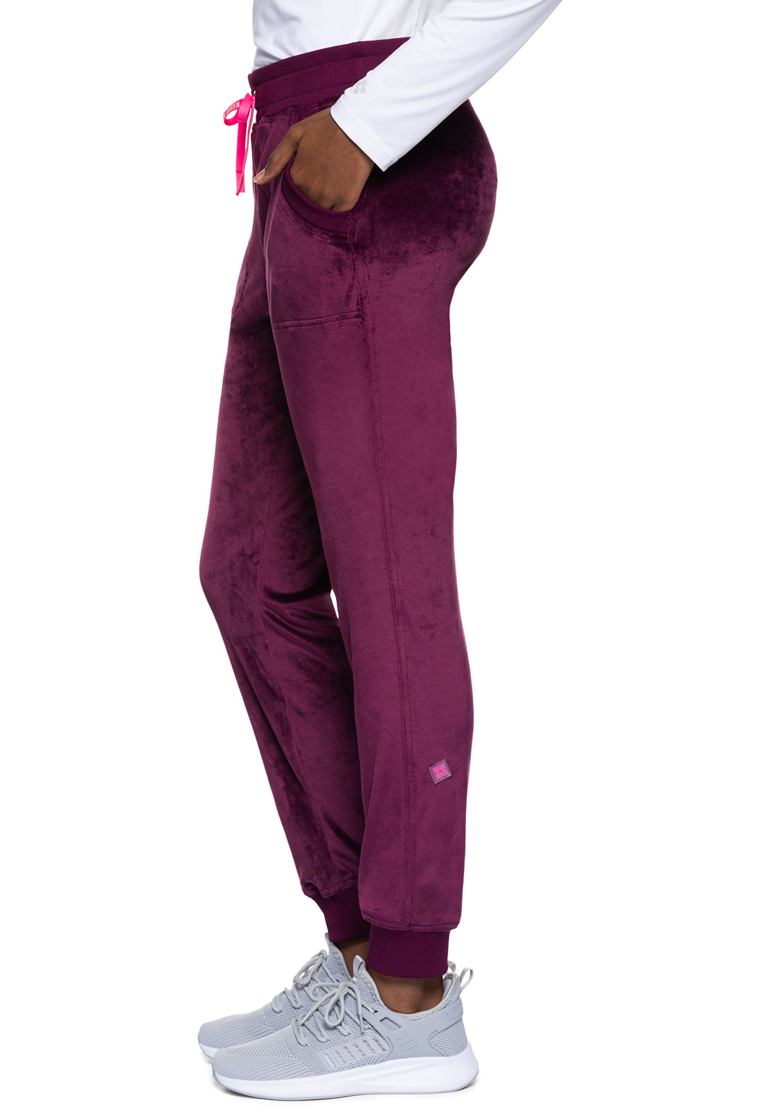 Velour Natural Rise Jogger in Wine
