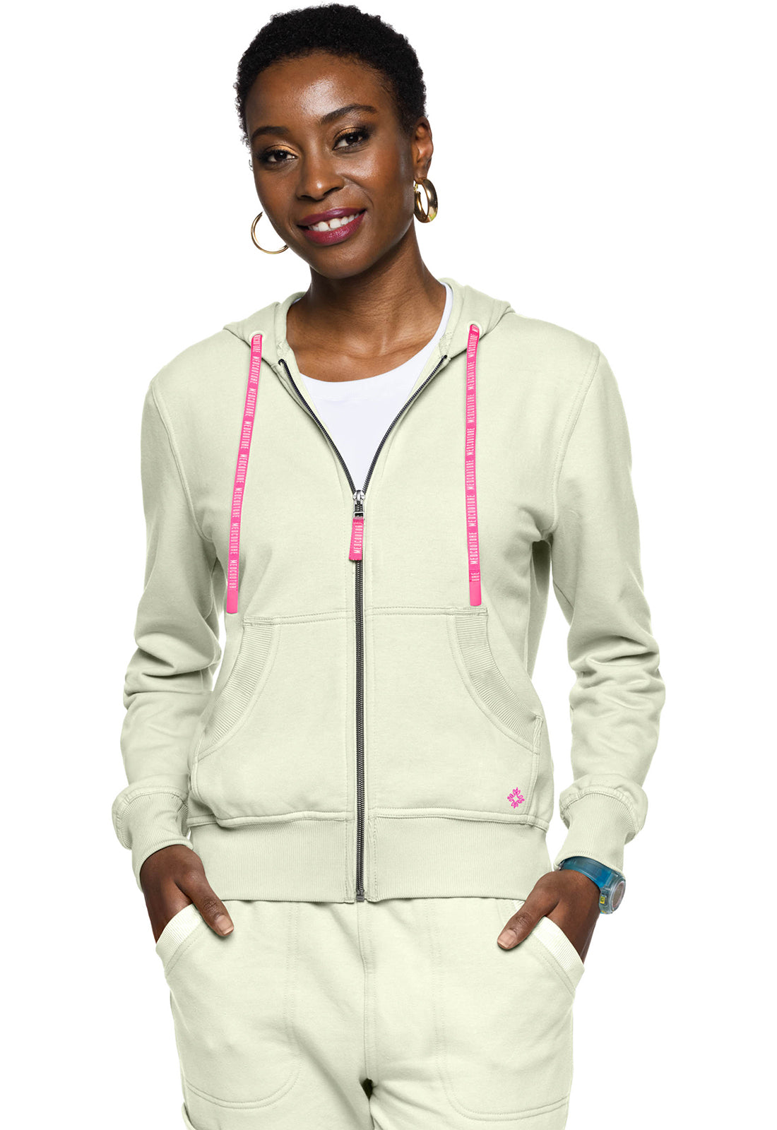Fleece Zip Front Logo Hoodie/ MC316