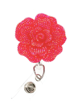 Dark Pink Rose ID Badge Reel