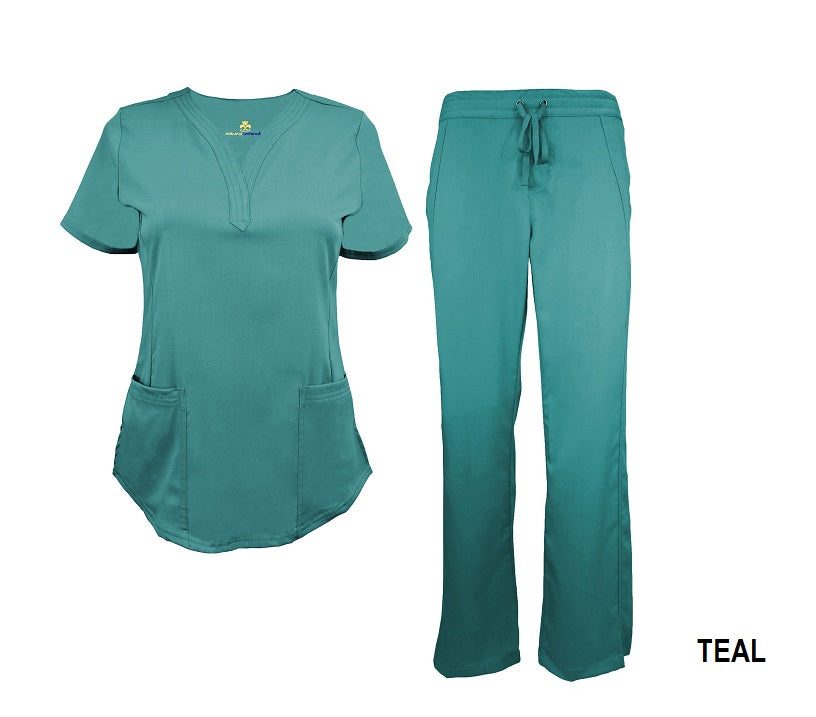 Stretch V-neck 2 Pocket Scrub Sets