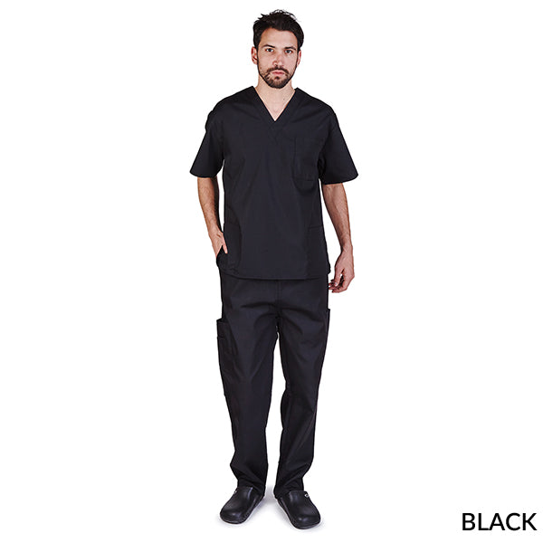 UNISEX CARGO SOLID V-NECK SCRUB SETS