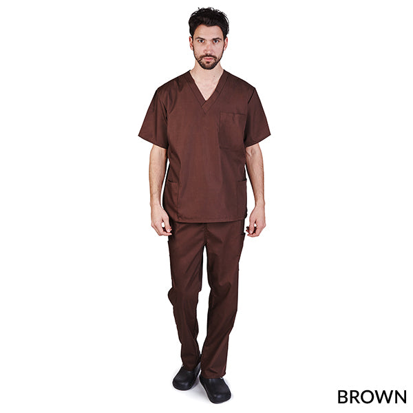 UNISEX CARGO SOLID V-NECK SCRUB SETS