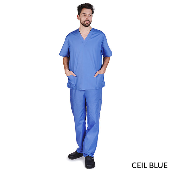UNISEX CARGO SOLID V-NECK SCRUB SETS