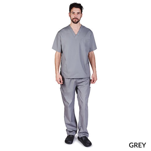 UNISEX CARGO SOLID V-NECK SCRUB SETS