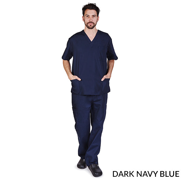 UNISEX CARGO SOLID V-NECK SCRUB SETS