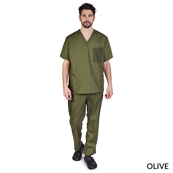 UNISEX CARGO SOLID V-NECK SCRUB SETS