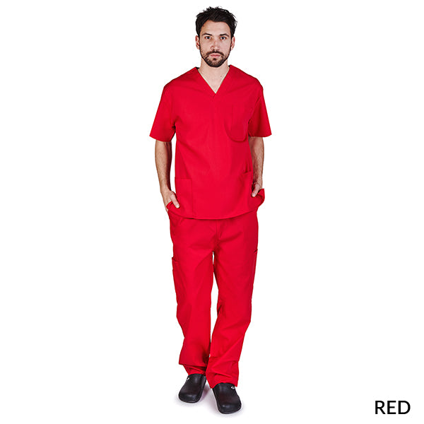 UNISEX CARGO SOLID V-NECK SCRUB SETS