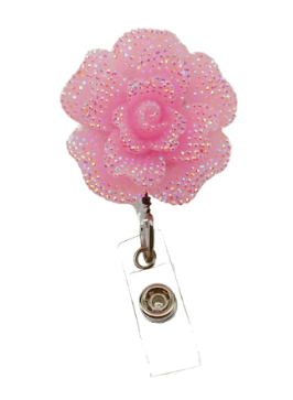 Pink Rose ID Badge Reel