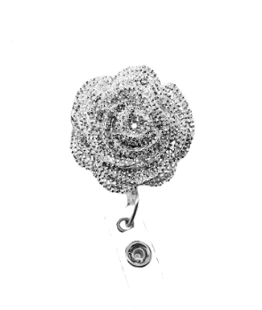 Silver Rose ID Badge Reel